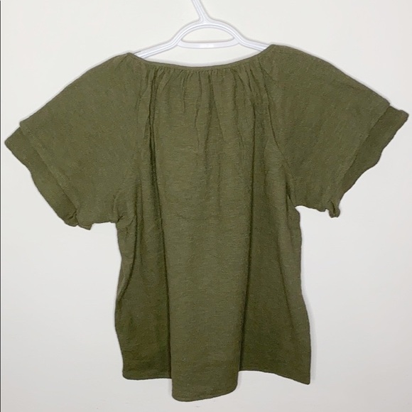 Madewell tiered-sleeved top in moss green size S - Picture 3 of 9
